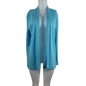 J. Jill Vacation Cruise Baby Blue Linen Open Lightweight Cardigan XS